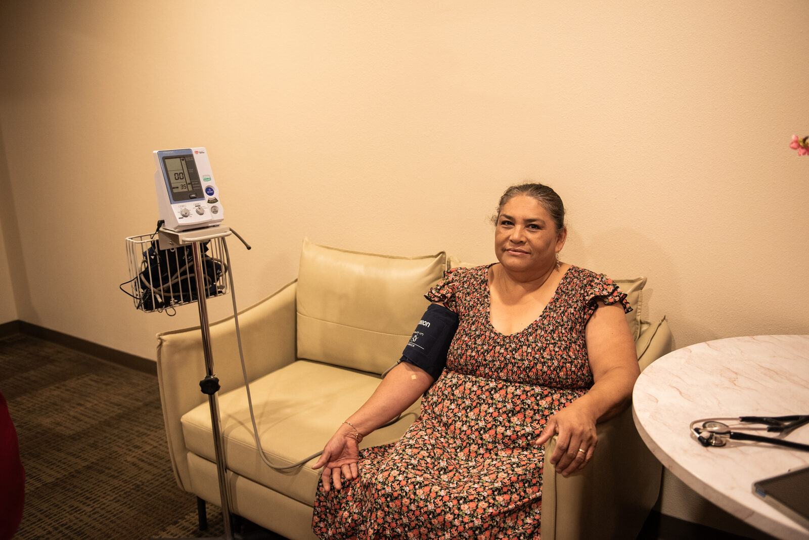 Blood pressure check at the clinic